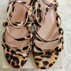 Madewell The Lori Sandal in Leopard Calf Hair Size 7